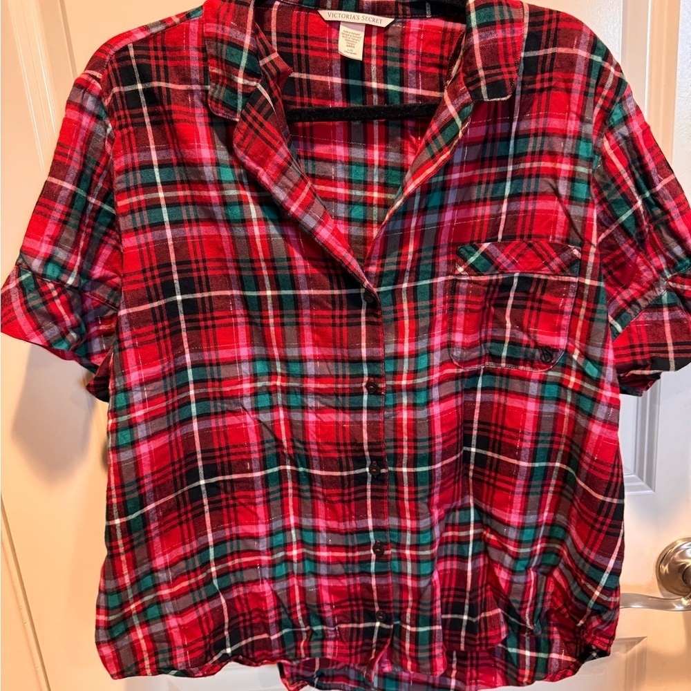 Victoria's Secret Red and Green Plaid Shirt